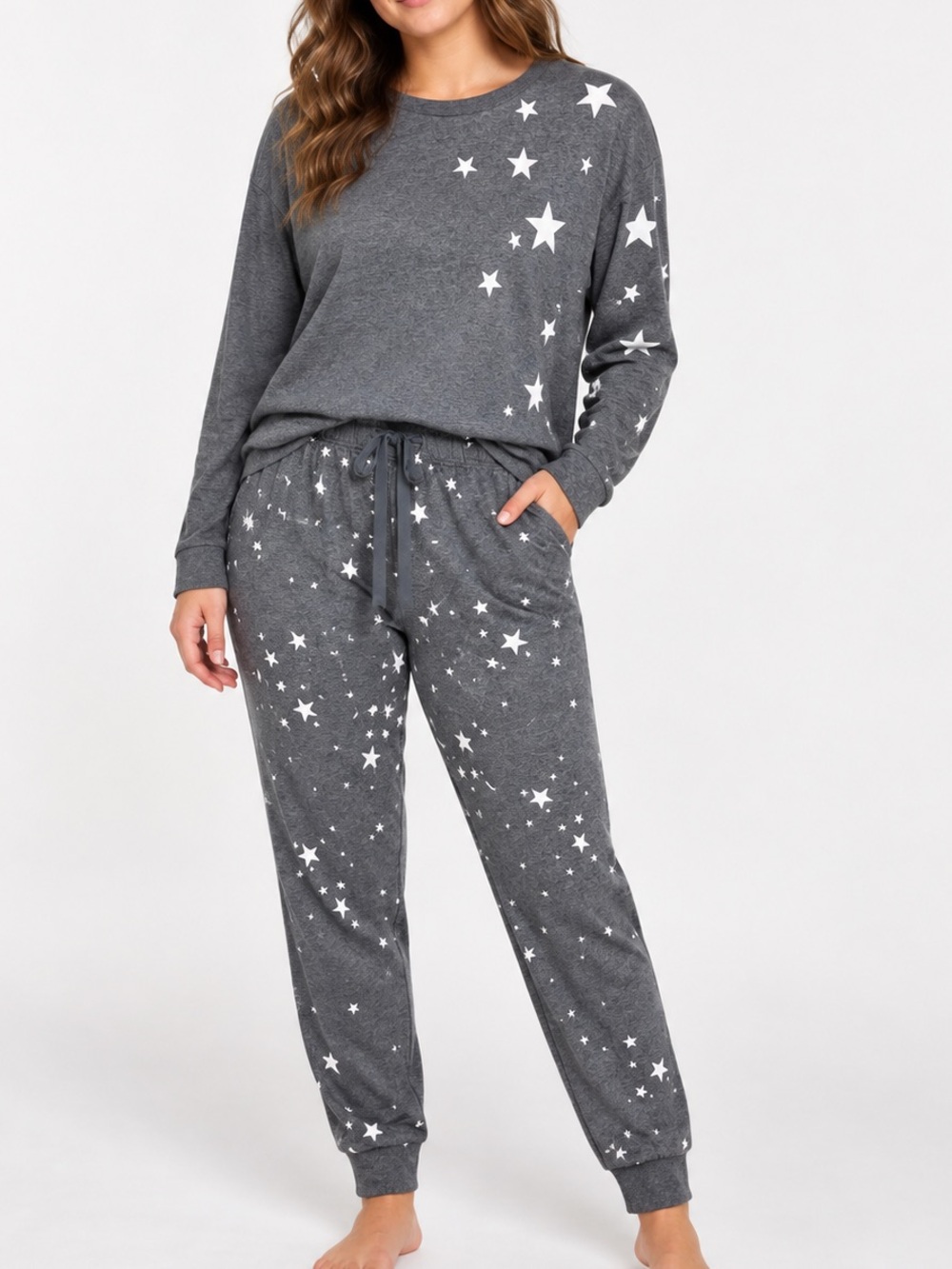 REITMANS Star Print Lounge Set Grey Celestial Pajamas Size L